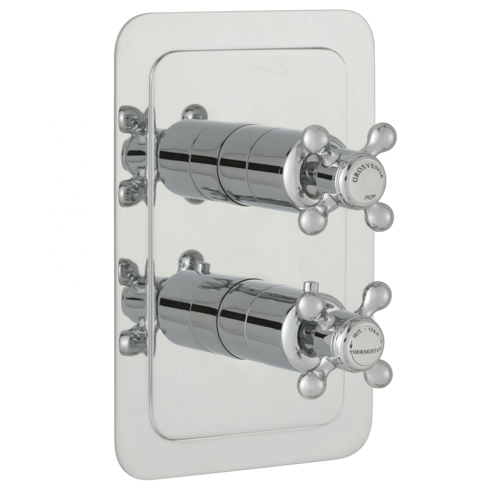 Jtp Grosvenor Cross Vertical Thermostatic Concealed 2 Outlets Shower Valve Dual Handle Chrome 3292